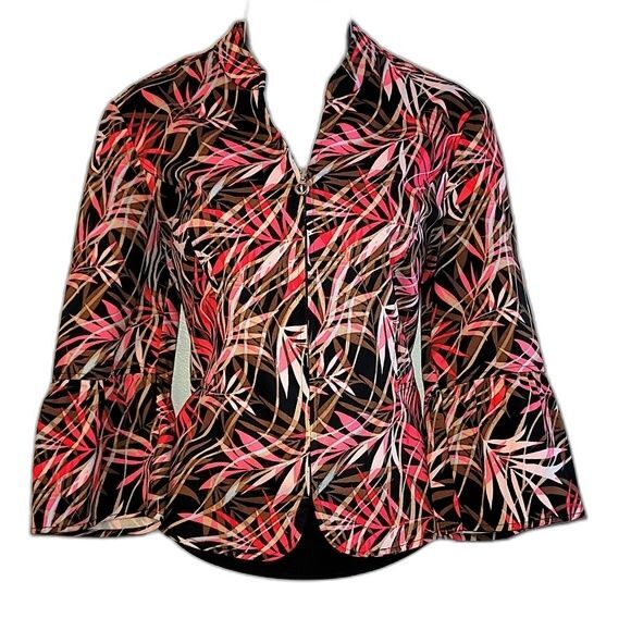 Christopher & Banks | Tropical Palm Leaf Zip Up Blazer Jacket | Size Small - Picture 2 of 6